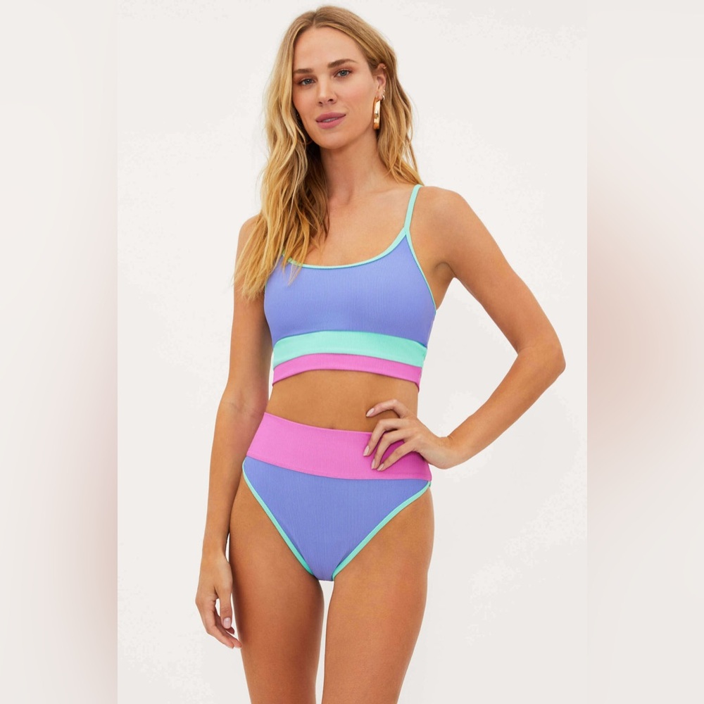 Beach Riot Colorblock Bikini bottoms only- Blue, Pink, Green